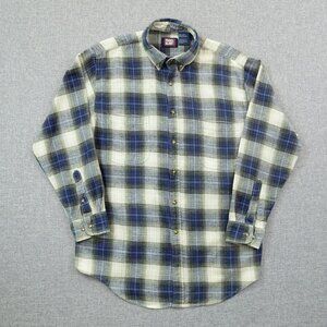 Vintage Flannel Shirt 90s Plaid Faded Glory Size Large Long Sleeve Button Up